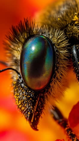 macro close-up of an insect's iridescent compound eye