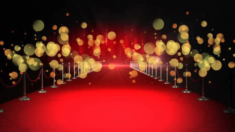 animation of yellow spots and red carpet on black background