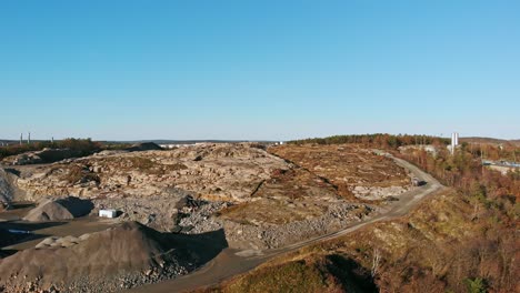 Aerial-Dolly-Shot-of-Hills-close-to-the-port-in-Gothenburg,-Sweden