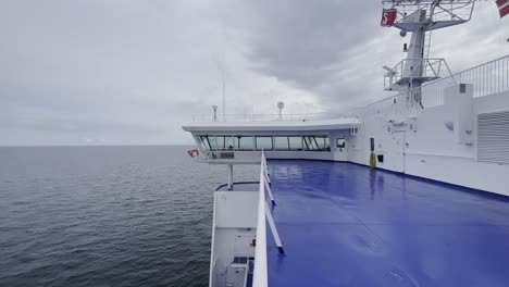 control bridge of a ship on the sea without people ferry near sweden