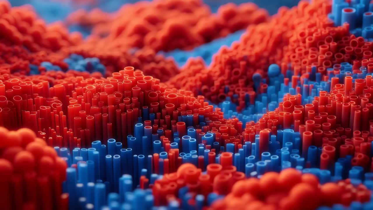 Abstract Red and Blue Tubes