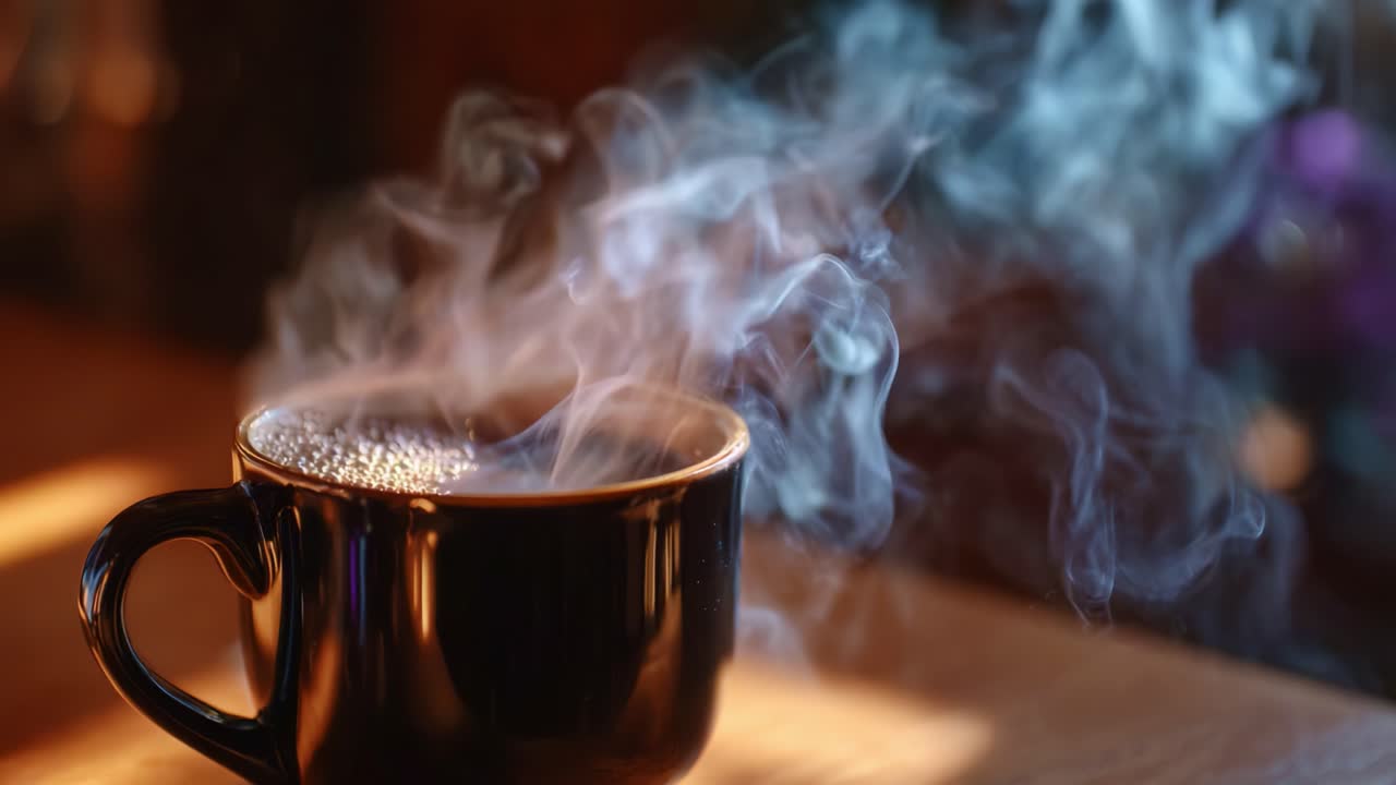 A Warm Cup of Coffee Releases Steam in a Cozy Setting, Creating a Serene Atmosphere Perfect for Enjoying Moments of Calm Reflection and Comfort