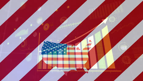 animación de la bandera estadounidense con procesamiento estadístico