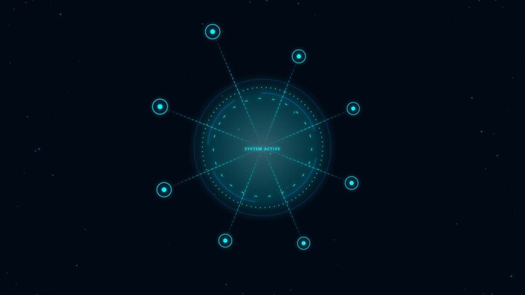 Interface HUD Digital Futurista com Notificação de Sistema Ativo