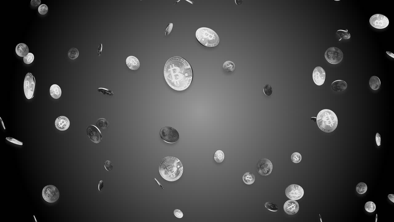 4k 3d litecoin gold falling bitcoins on black green screen loop animation background cryptocurrency