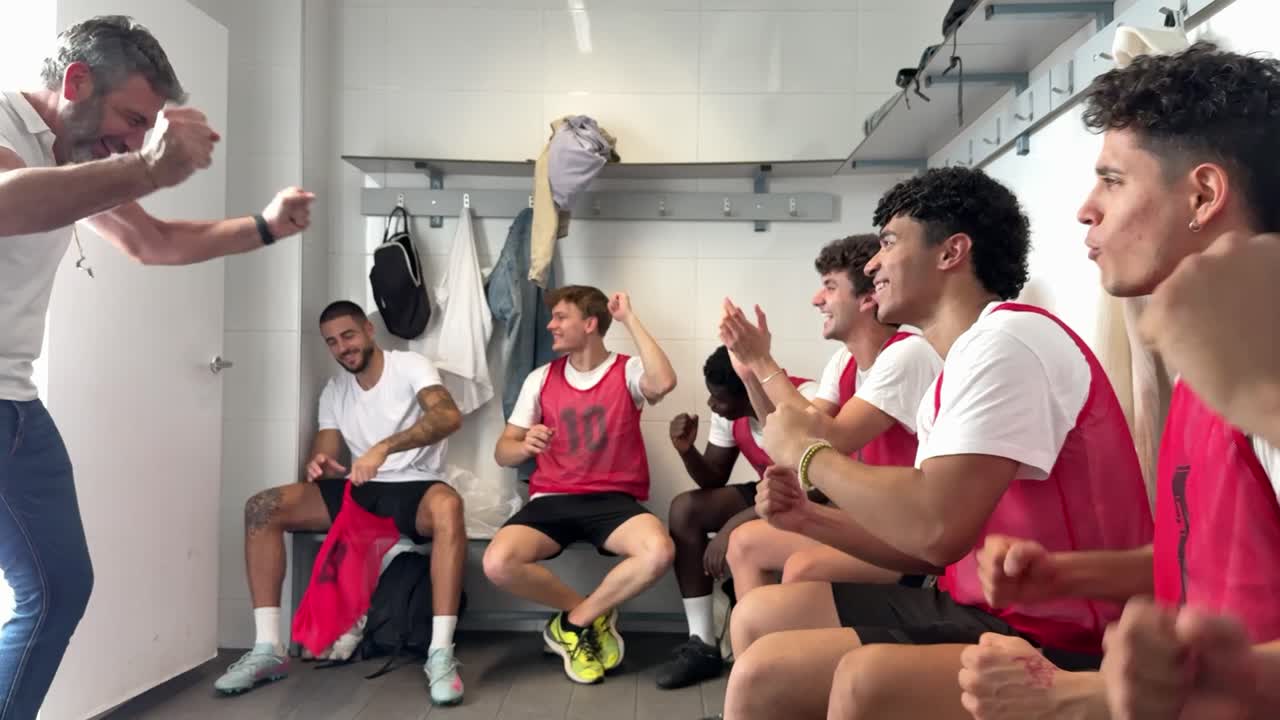 Soccer Team Celebration in Locker Room