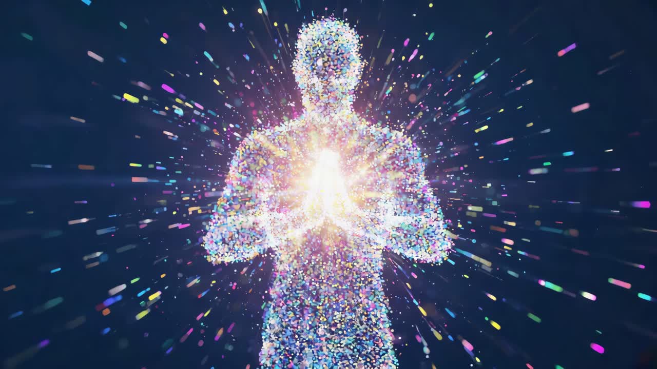 Abstract figure of light and particles