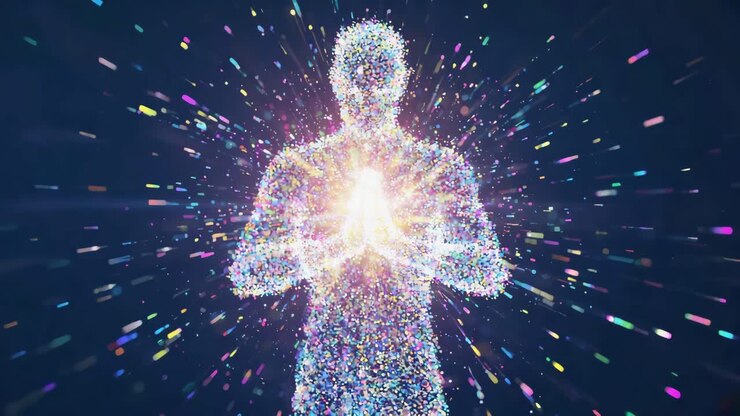Abstract figure of light and particles