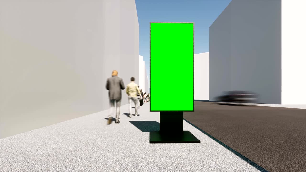 도시 거리 광고판 녹색 스크린 마케팅 디자인 배너 빈 모