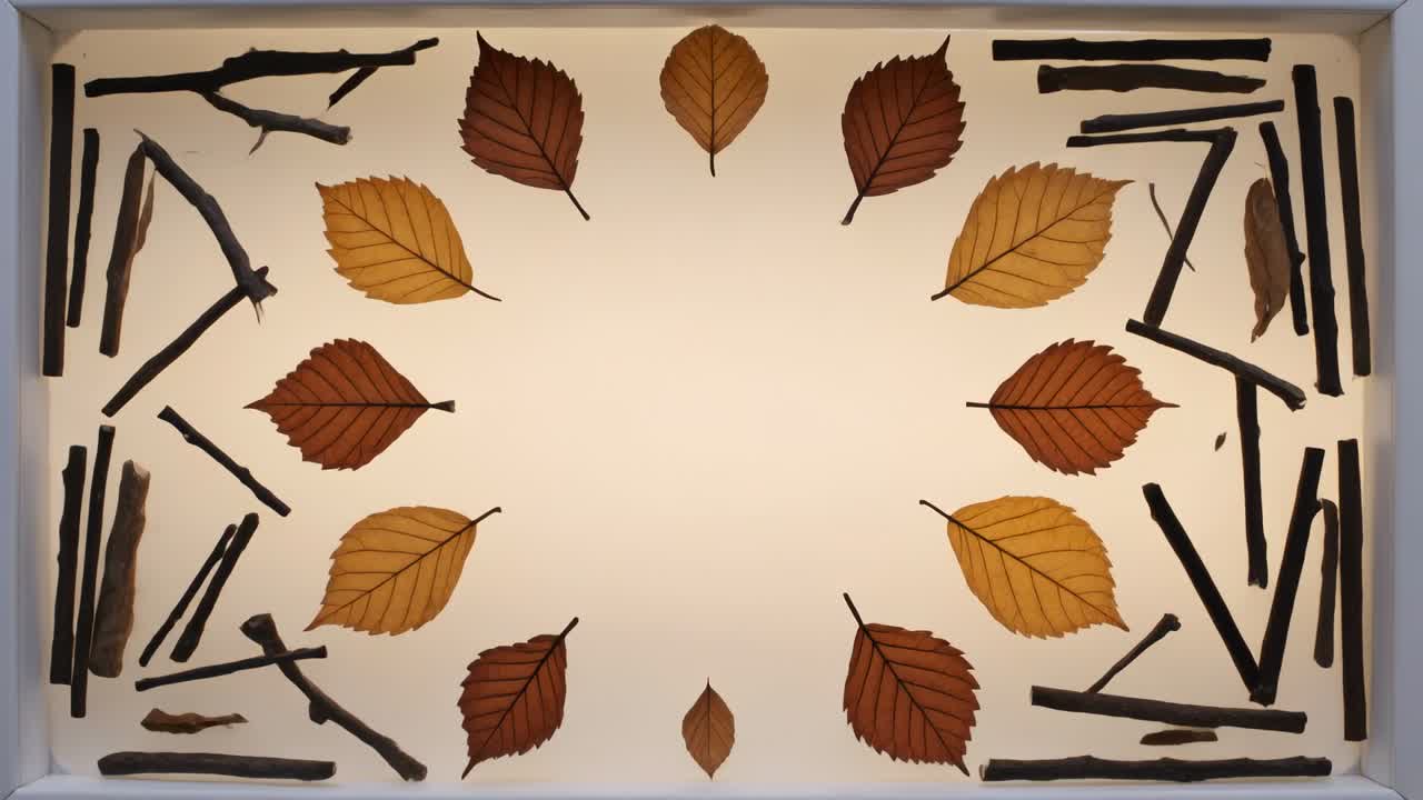 Comenzando con fragmentos, artista arreglando hojas y ramitas en un mandala equilibrado sobre una bandeja retroiluminada.