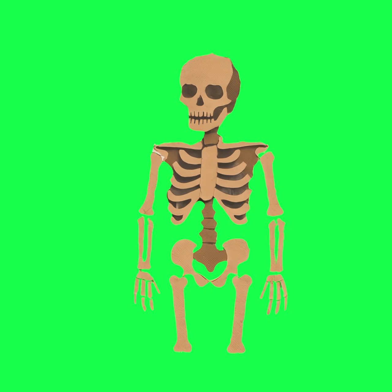 Animazione di scheletro che saluta, video 4K trasparente, green screen