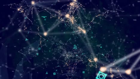 animation of networks of connections on blue background