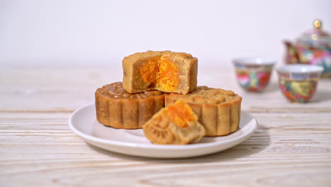 Chinese-moon-cake-durian-and-egg-yolk-flavour-for-Mid-Autumn-Festival