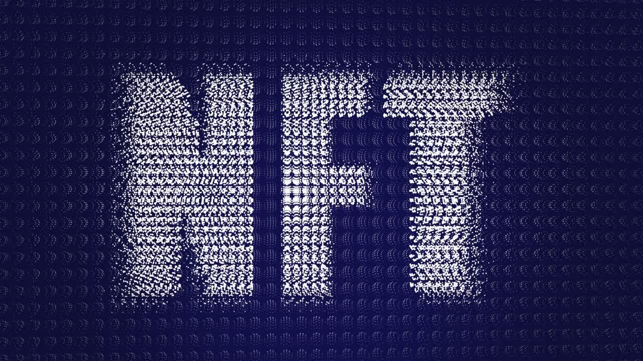 animación del texto nft en fondo azul