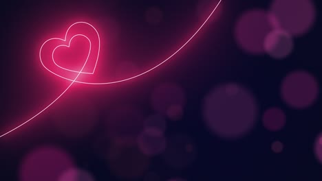 neon hearts. romantic background with empty space. congratulatory footage for valentine's day.