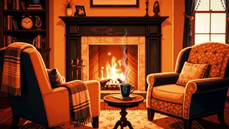 cozy living room by the fireplace