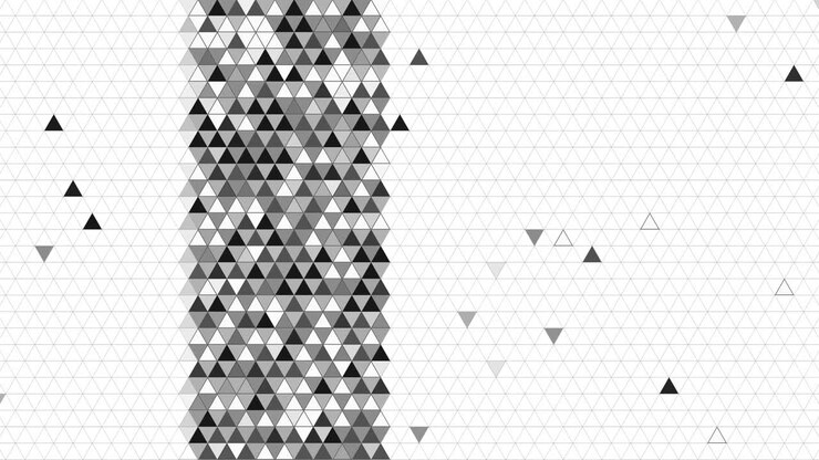 Abstract geometric black and white graphic design print halftone triangle pattern. Looped animated frame with space for text.