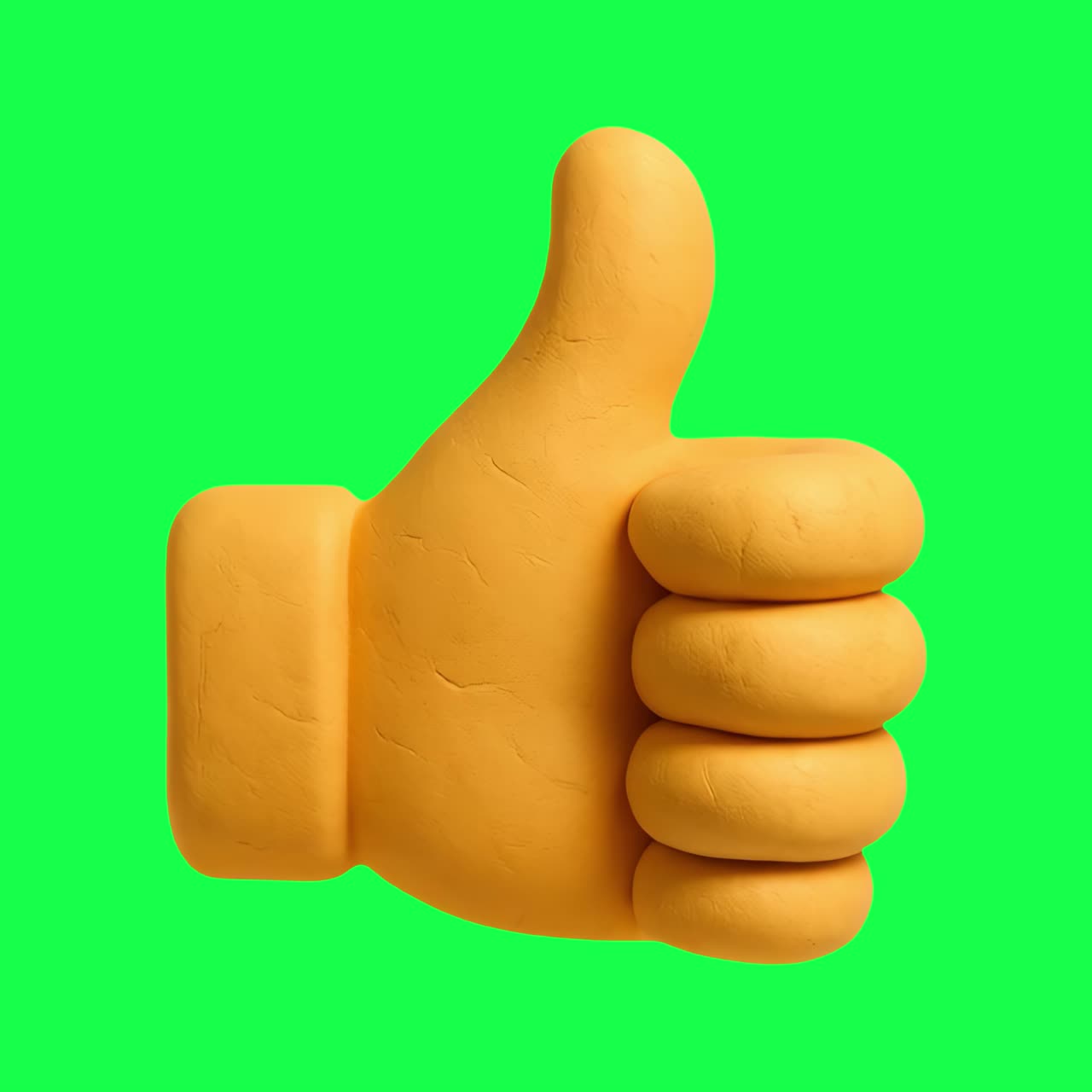 Clay thumbs-up animation, transparent 4K video, green screen