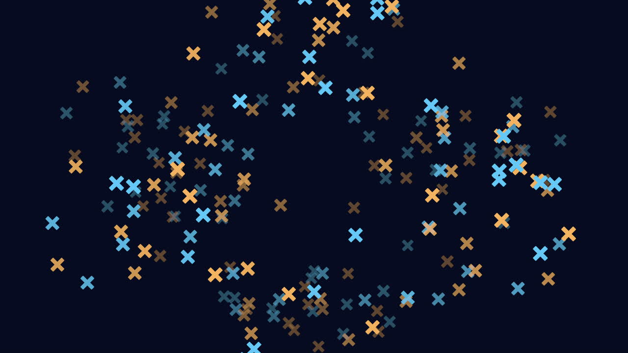 A celestial depiction showcasing a cluster of stars set in a cross-like pattern against a dark background, showcasing a mix of blue and yellow stars
