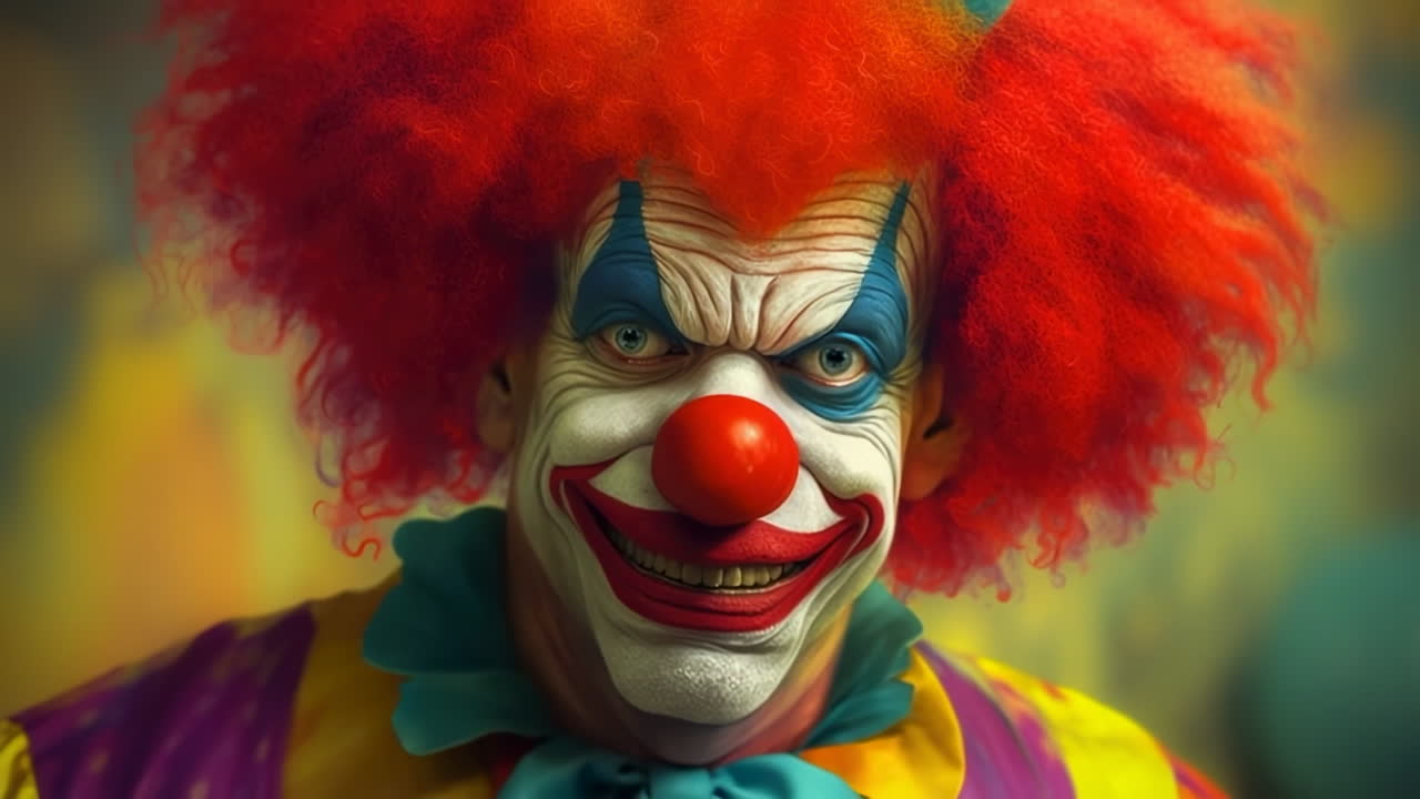 Close-up Portrait of a Creepy Clown