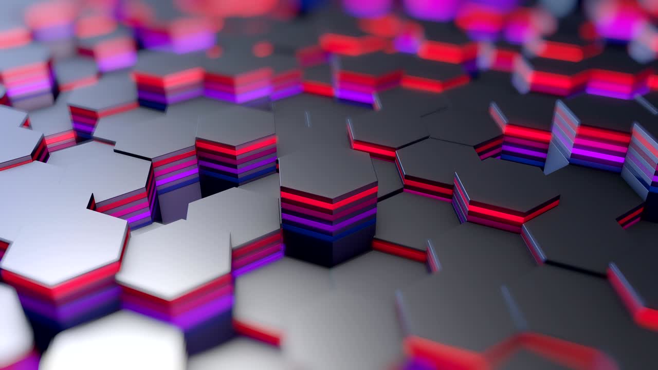 Abstract Hexagons Random Motion Background , 3D Loop Animation 4k.