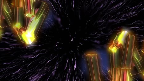 animación de diamantes de neón y explosión sobre fondo negro
