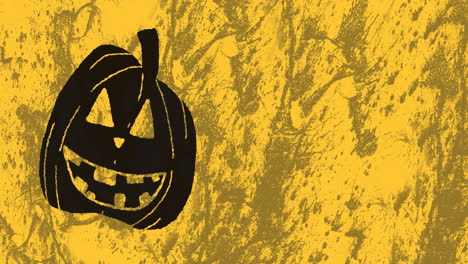 animación de la linterna de jack o de halloween sobre un fondo móvil amarillo y gris