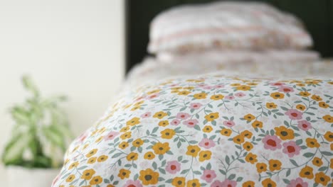 close-up of floral bedding and pillows