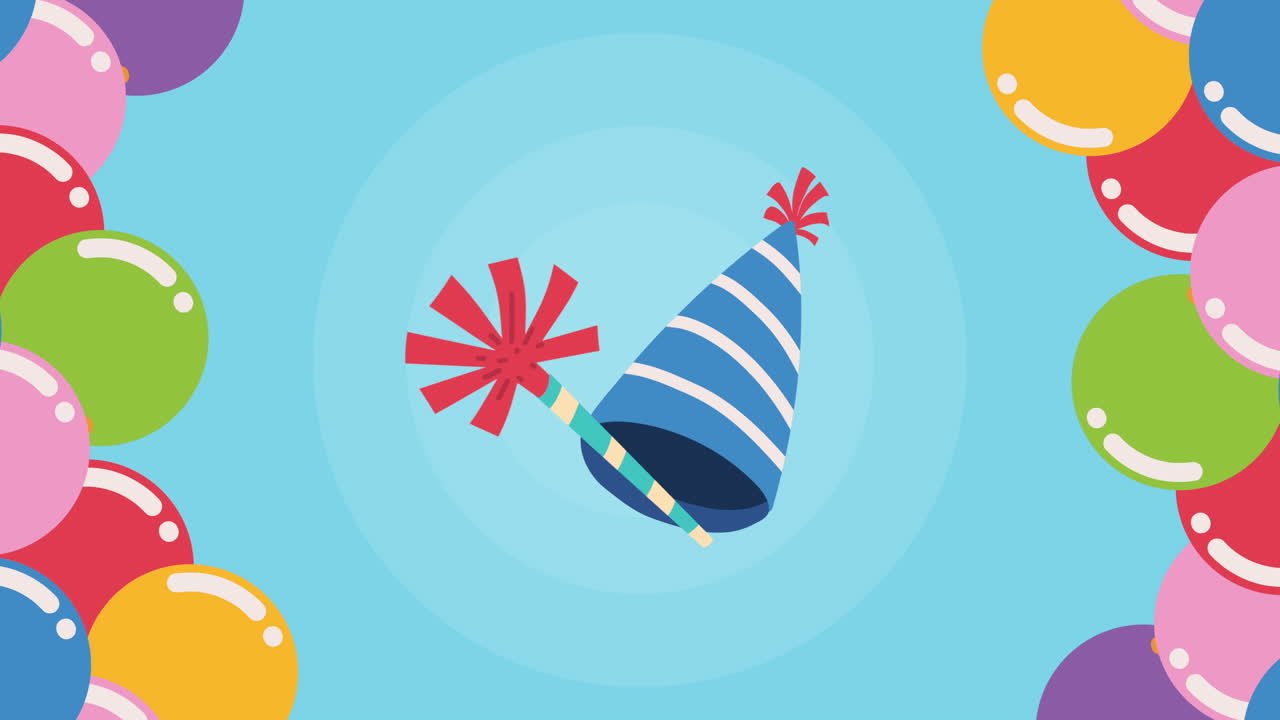 feliz cumpleaños celebración sombrero animación