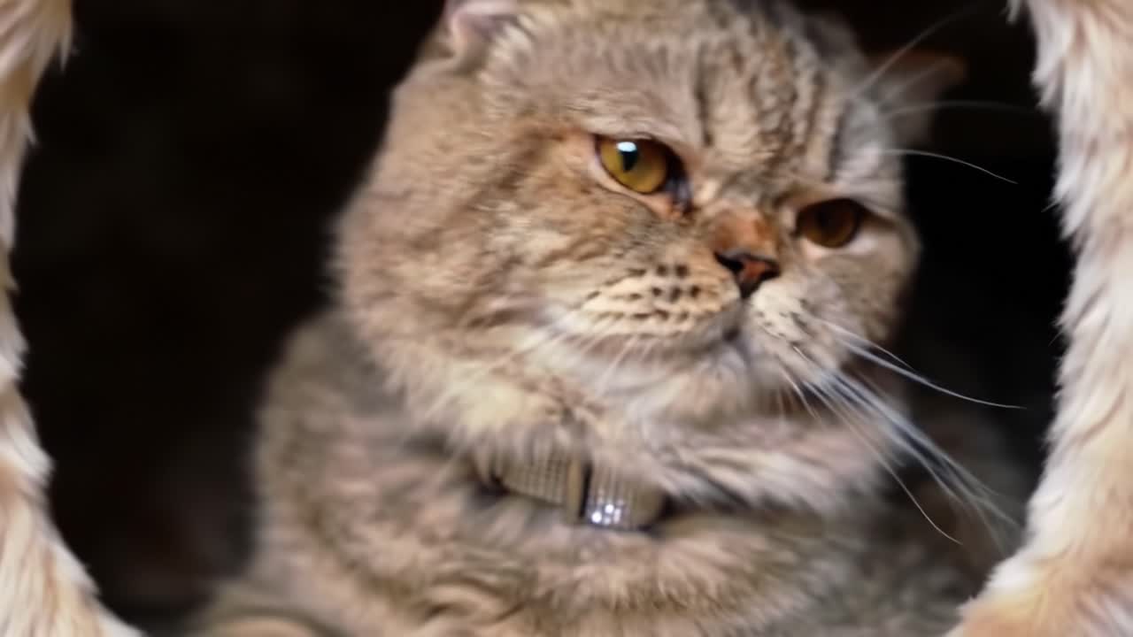 Captivating Expressions of a Scottish Fold Cat in Two Moments: From Playful Curiosity to Serene Contemplation