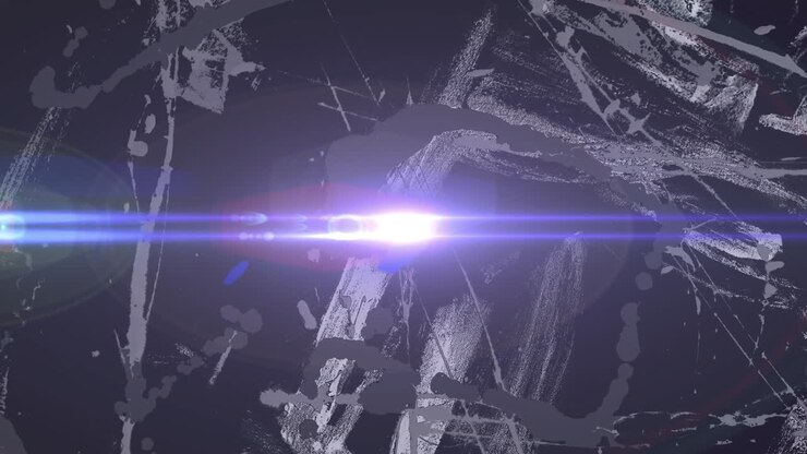 Animation of blue lens flare bursting over textured gray background