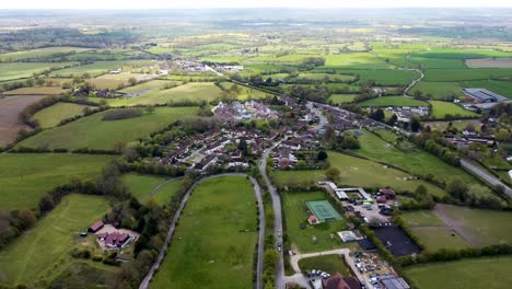 high altitude view of a small village in the county of kent, uk