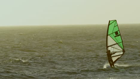 Male surfer windsurfing in the beach 4k