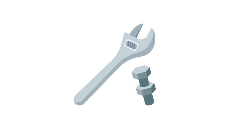 Animated Adjustable Wrench Tightening a Nut on a Bolt