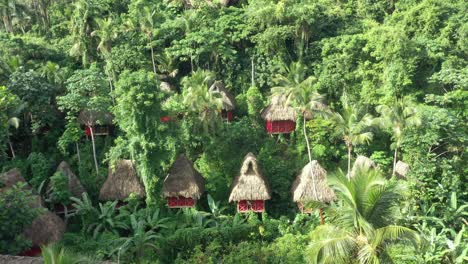 dominican picturesque tree house village in lush vegetation, dominican republic