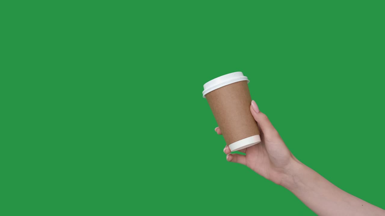 café para llevar bebida caliente taza de papel de maqueta de mano