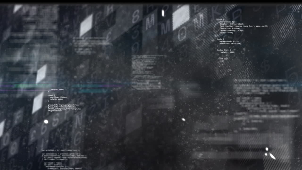 검은색 배경 위의 데이터 처리 애니메이션