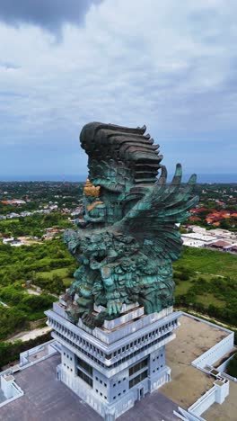 massive statue in bali - tourist attraction, aerial vertical view