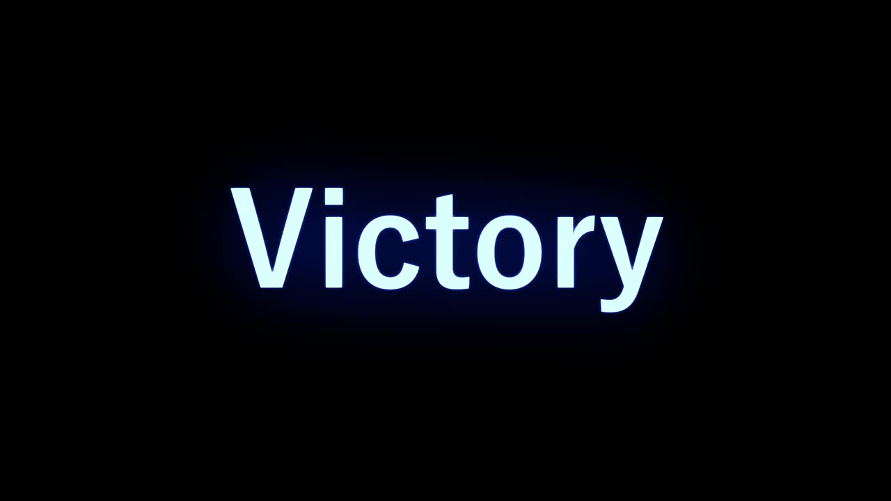 Animazione motion graphics del messaggio "Vittoria"