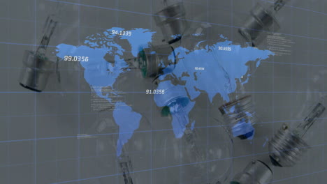 Mapa-Del-Mundo-Con-Animación-De-Datos-Numéricos-Sobre-Piezas-Mecánicas-Giratorias