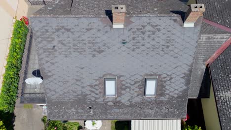 top view of eternit roof covering of a house - drone shot