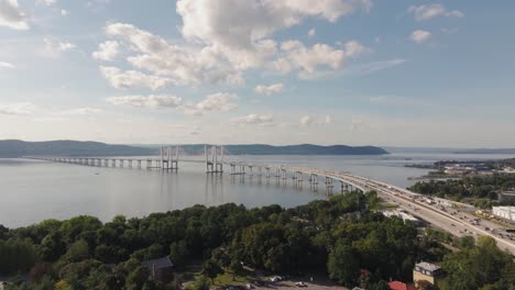 Cinematic-4K-Aerial-shot-of-NY-Tappan-Zee-Bridge-Cuomo-Blue-sky