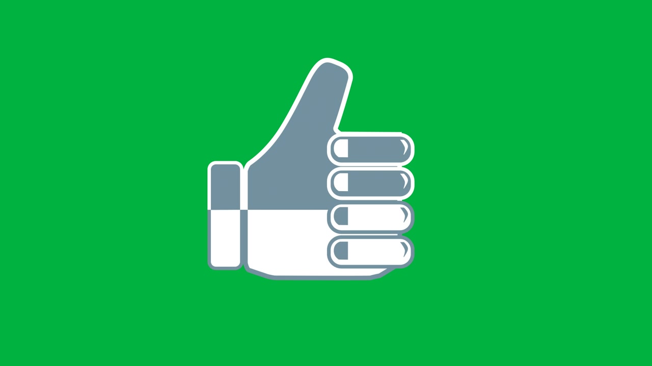 Animated Thumbs Up Icon on Green Screen Background