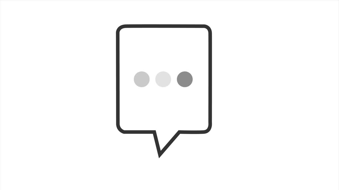 A simple element of a thought bubble, or text message popping up, with typing or thinking dots isolated on white
