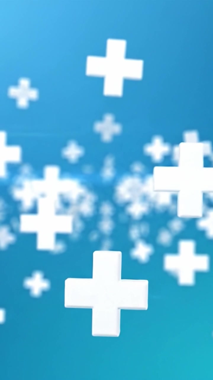 Dynamic Representation of Abstract Plus Symbols Against a Soft Blue Background, Capturing a Sense of Growth, Addition, and Positive Energy