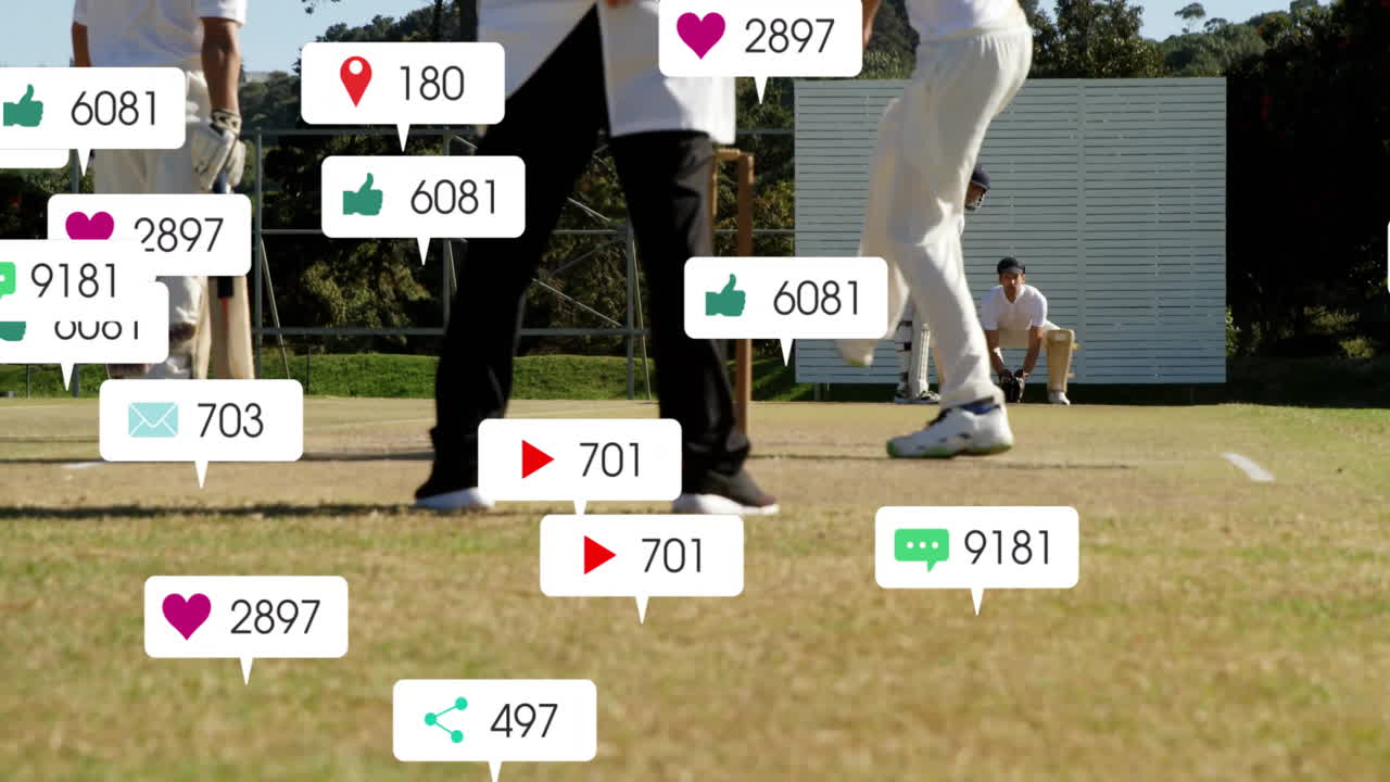 Animating social media engagement over cricket players on field