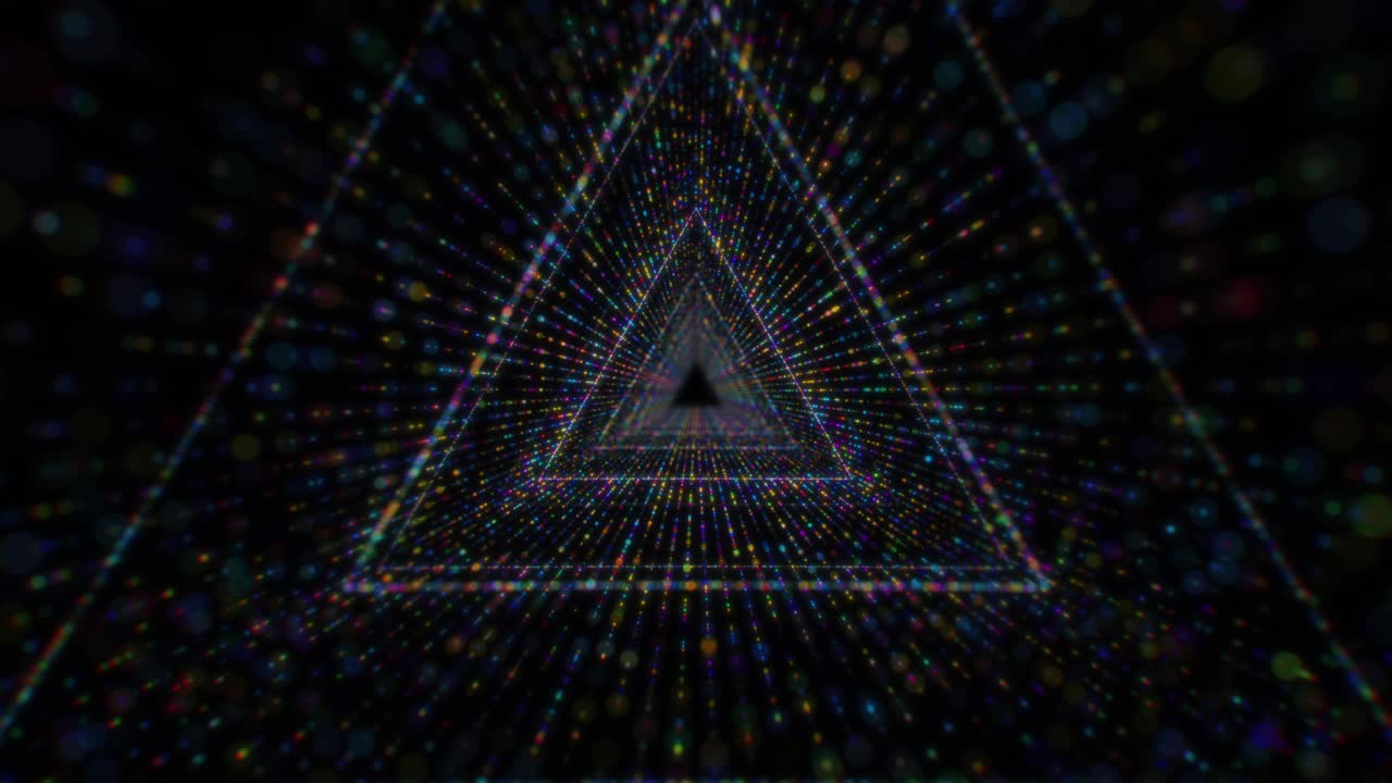 Modern Multicolor Particle Abstract Triangle Tunnel Looping Background