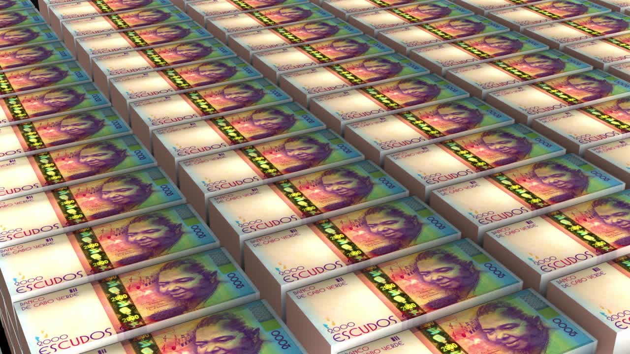 2000 케이프 베르데 에스쿠도 지폐의 3d 애니메이션