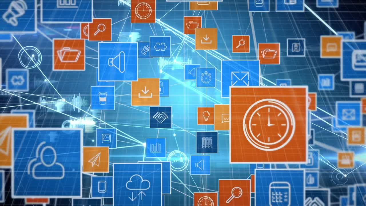 animación del globo de la red de conexiones con iconos