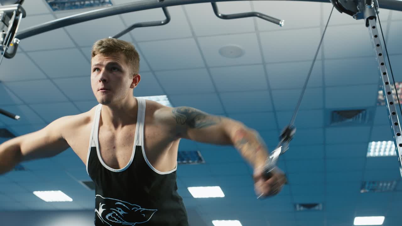 молодой человек тренируется в спортзале 4